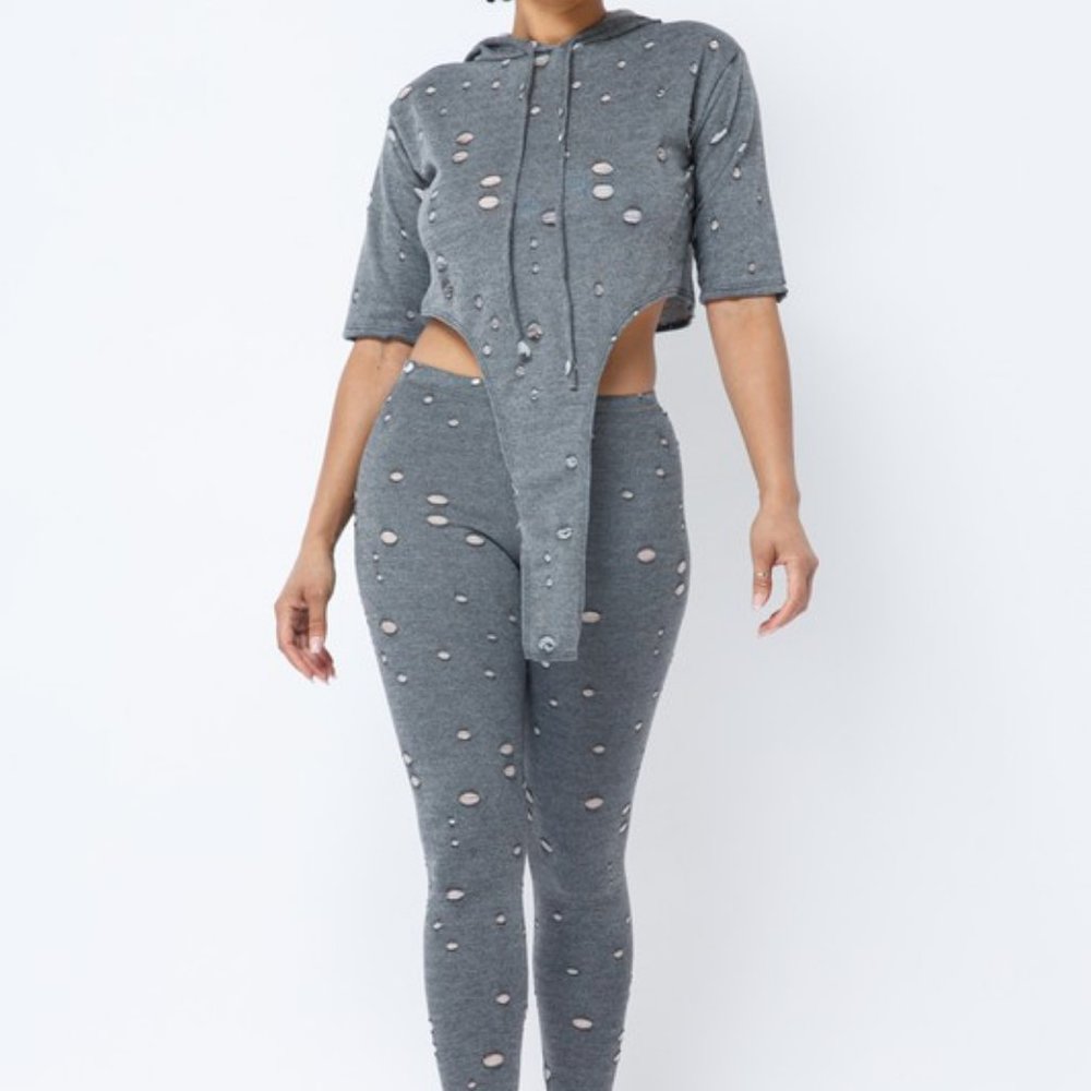 DISTRESSED HODDIE AND JOGGER SET